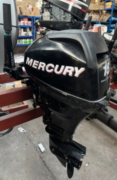 2011 MERCURY 15HP 4 STROKE Manual Start Short Shaft Tiller Outboard 12L Tank image