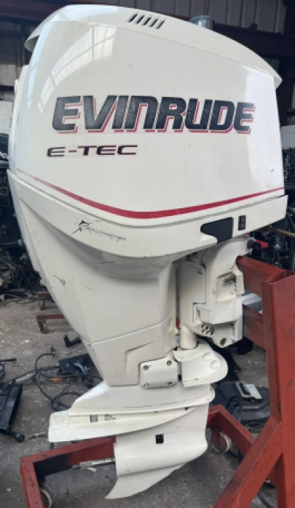 250HP EVINRUDE ETEC V6 2 Stroke XL 25" Shaft Outboard Remotes & Gauge Fully Serviced 314 Hours image